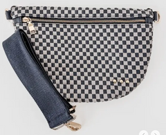 Woven Bum Bag (check grey/navy)