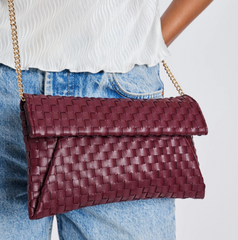 Priscilla Woven Clutch (wine)
