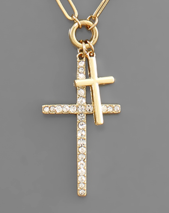 Double Cross Pendant Necklace