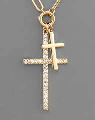 Double Cross Pendant Necklace