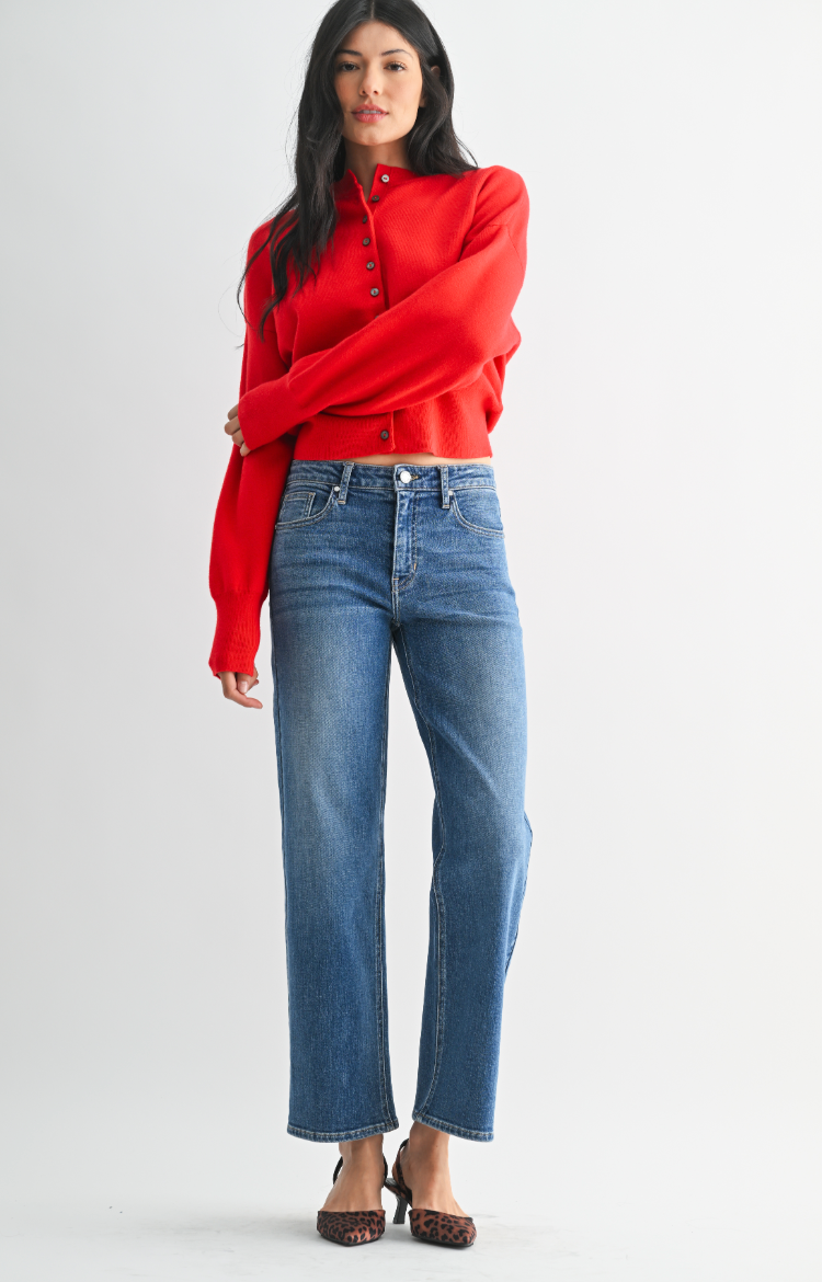 Mid Rise Slim Wide Leg (med denim)