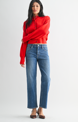 Mid Rise Slim Wide Leg (med denim)