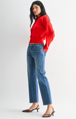 Mid Rise Slim Wide Leg (med denim)