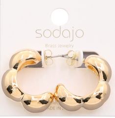 Puffed Link Hoop Earring