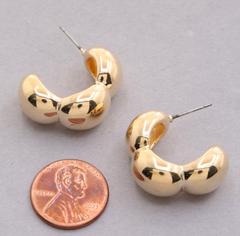 Puffed Link Hoop Earring