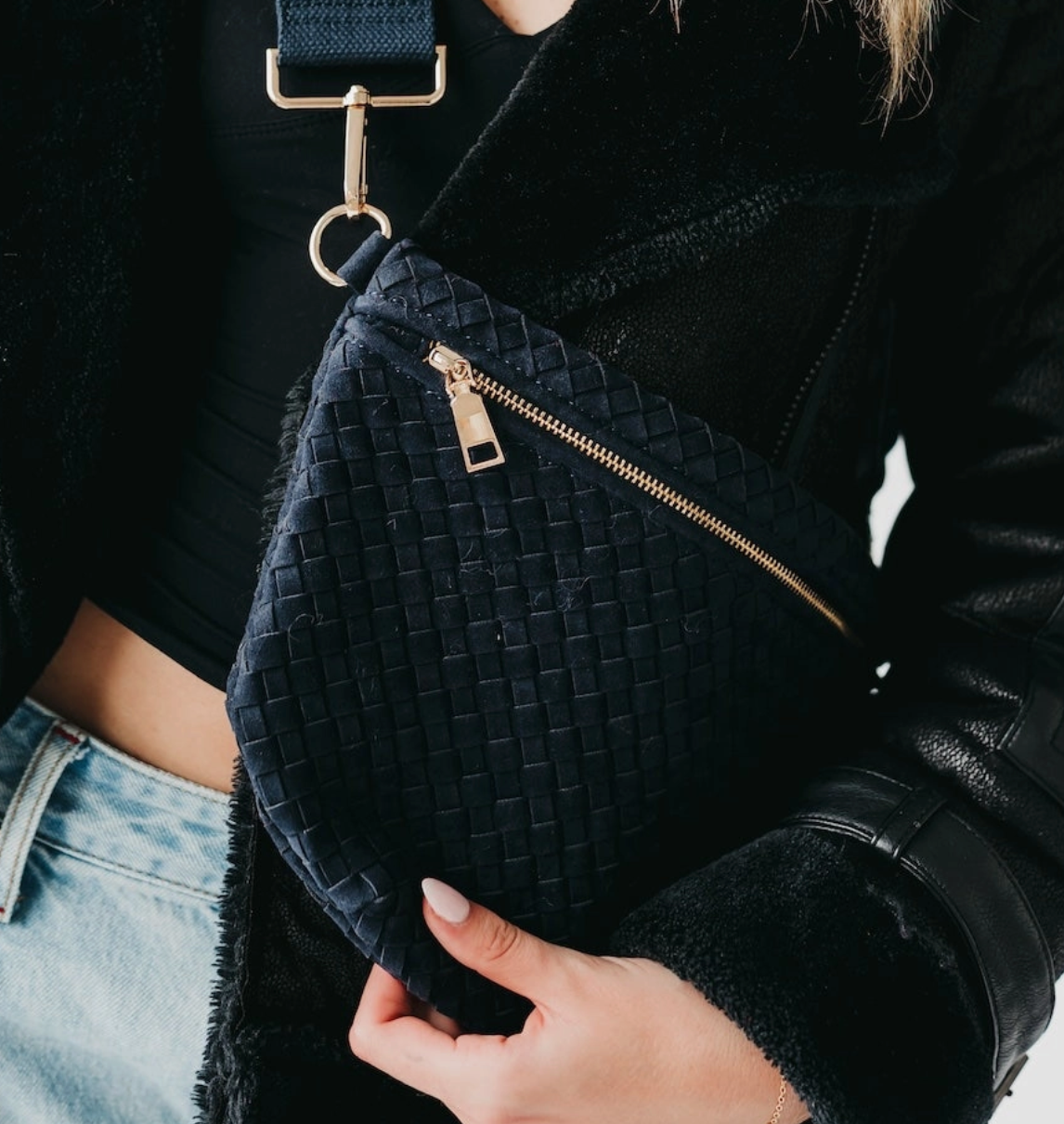 Suede Woven Bum Bag