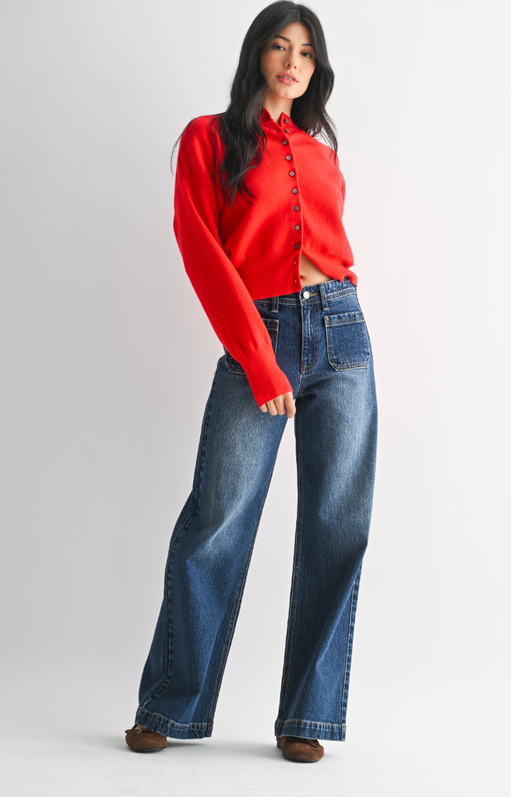 Micro Patch Pocket Wide Leg Jean