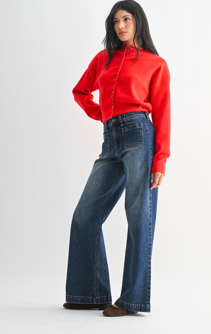 Micro Patch Pocket Wide Leg Jean