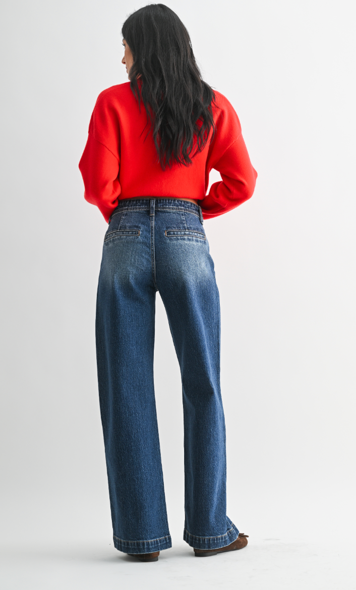 Micro Patch Pocket Wide Leg Jean