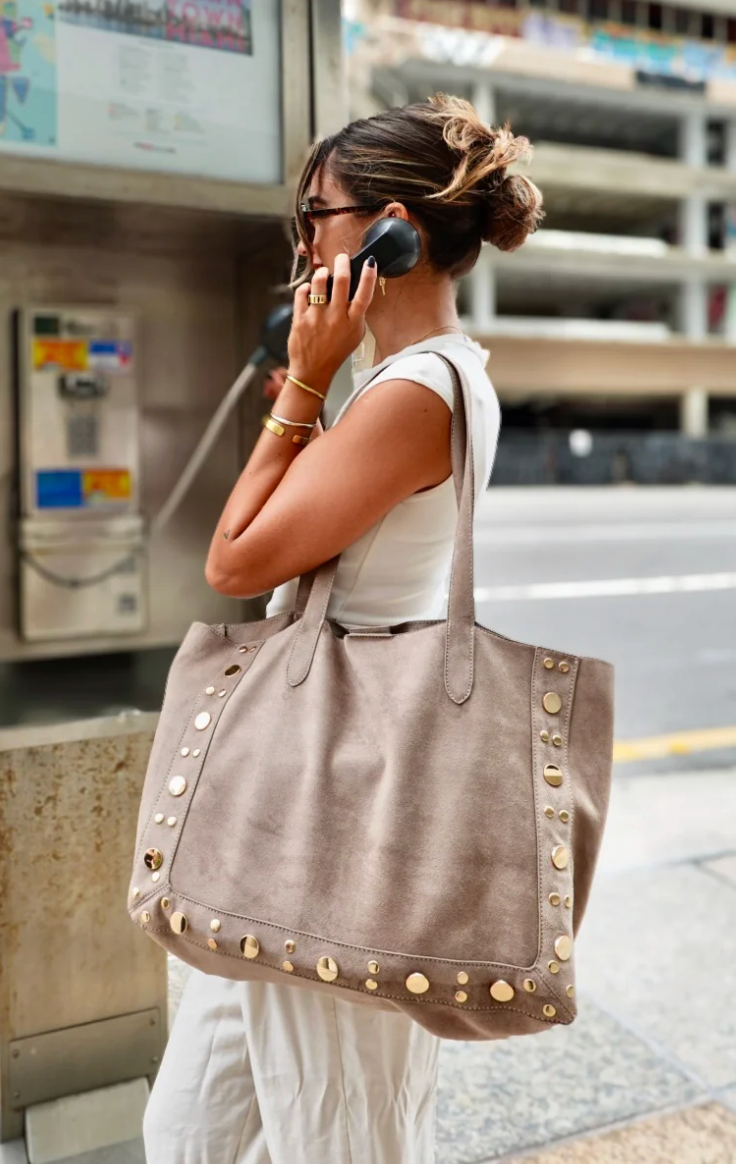 Studded Suede Tote