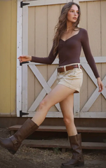 Shirred Line Long Sleeve Top