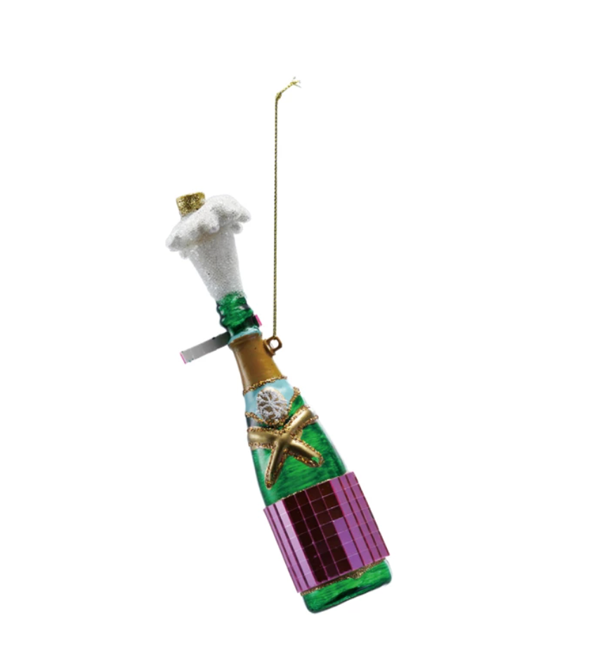 Glass Champagne Bottle Ornament