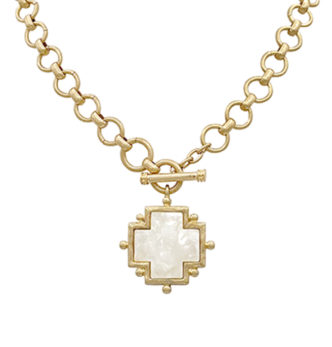 Pearl Cross Pendant Necklace