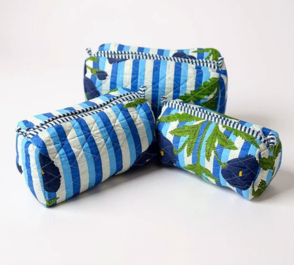 Floral Lane Makeup Bag (blue)