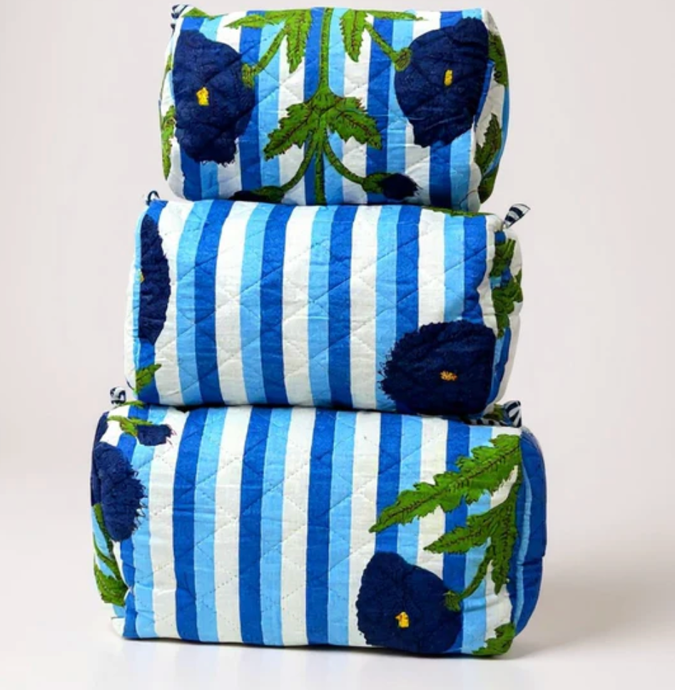 Floral Lane Makeup Bag (blue)