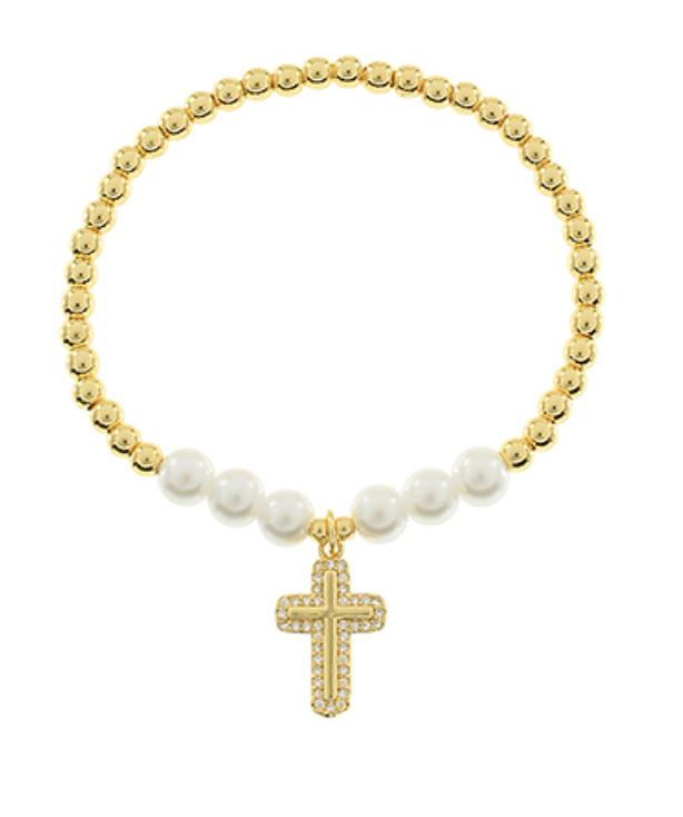 Faithful Pearl Stretch Bracelet