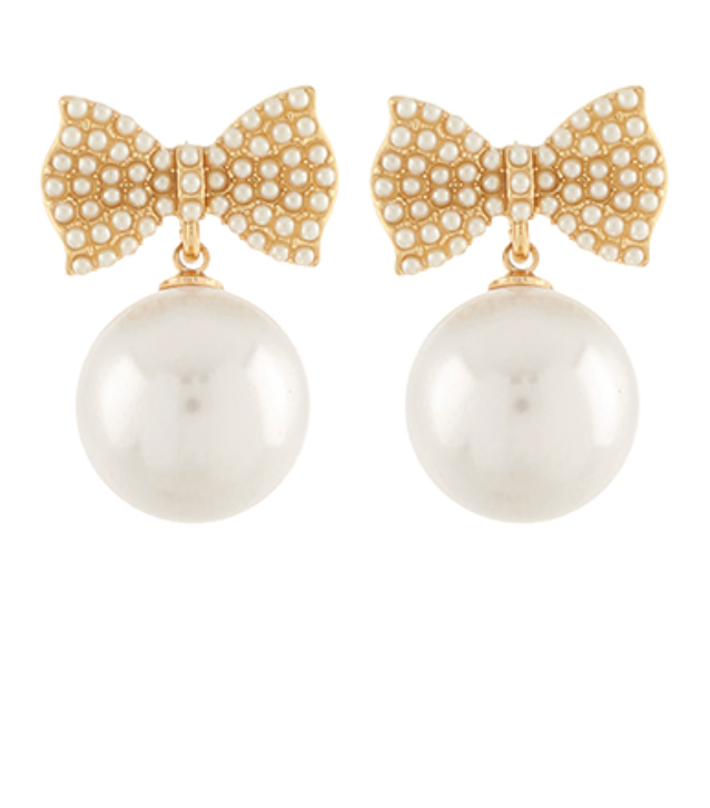 Pearl Bow Drop Earrin