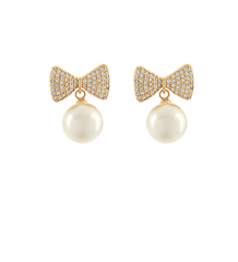 Petite Pearl Bow Studs