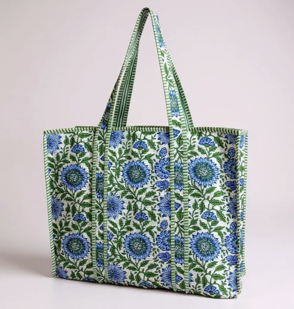 Coastal Petal Quilted Large Tote