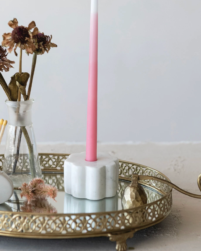 Scalloped Marble Taper Holder