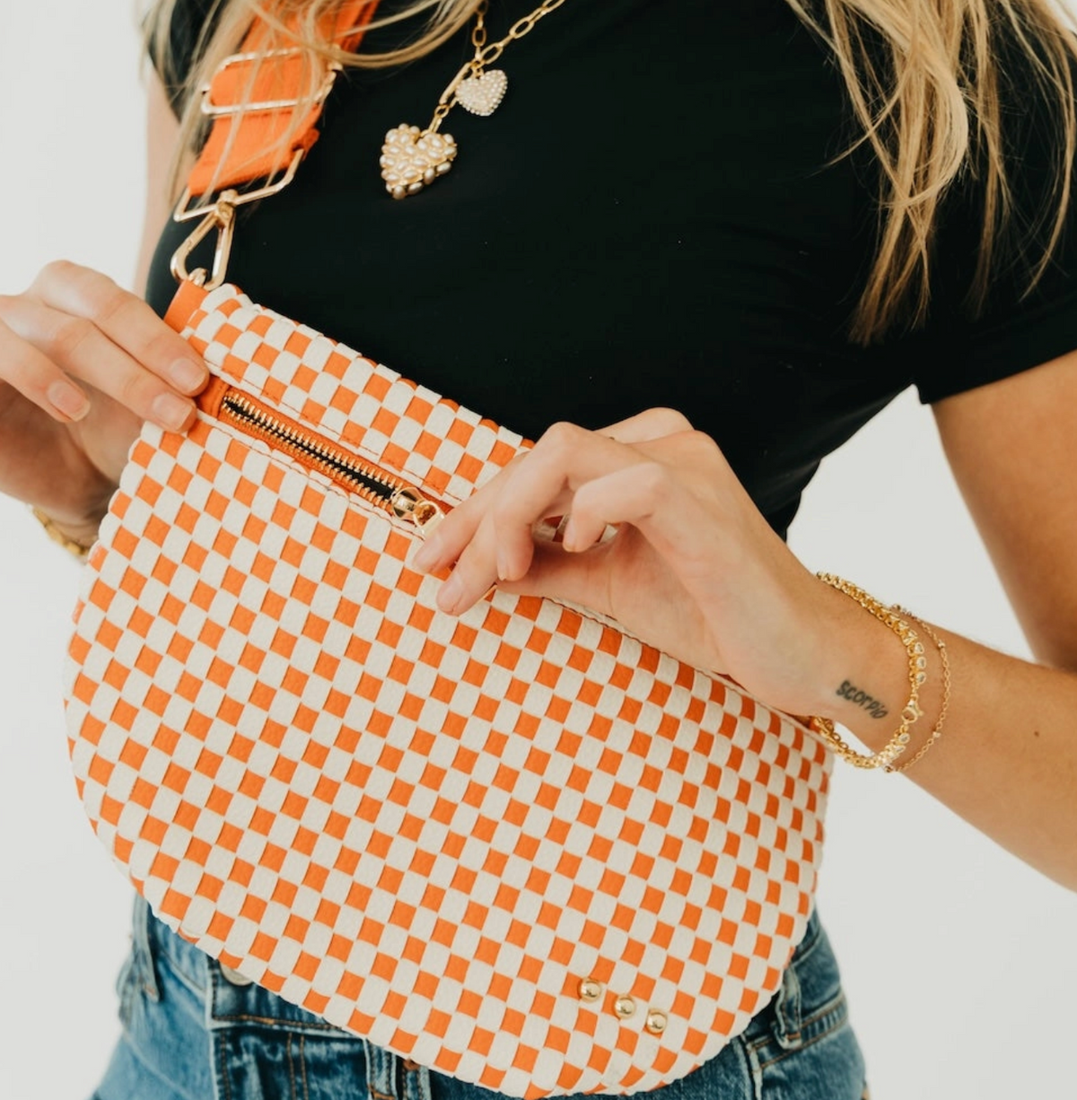Woven Checker Bum Bag