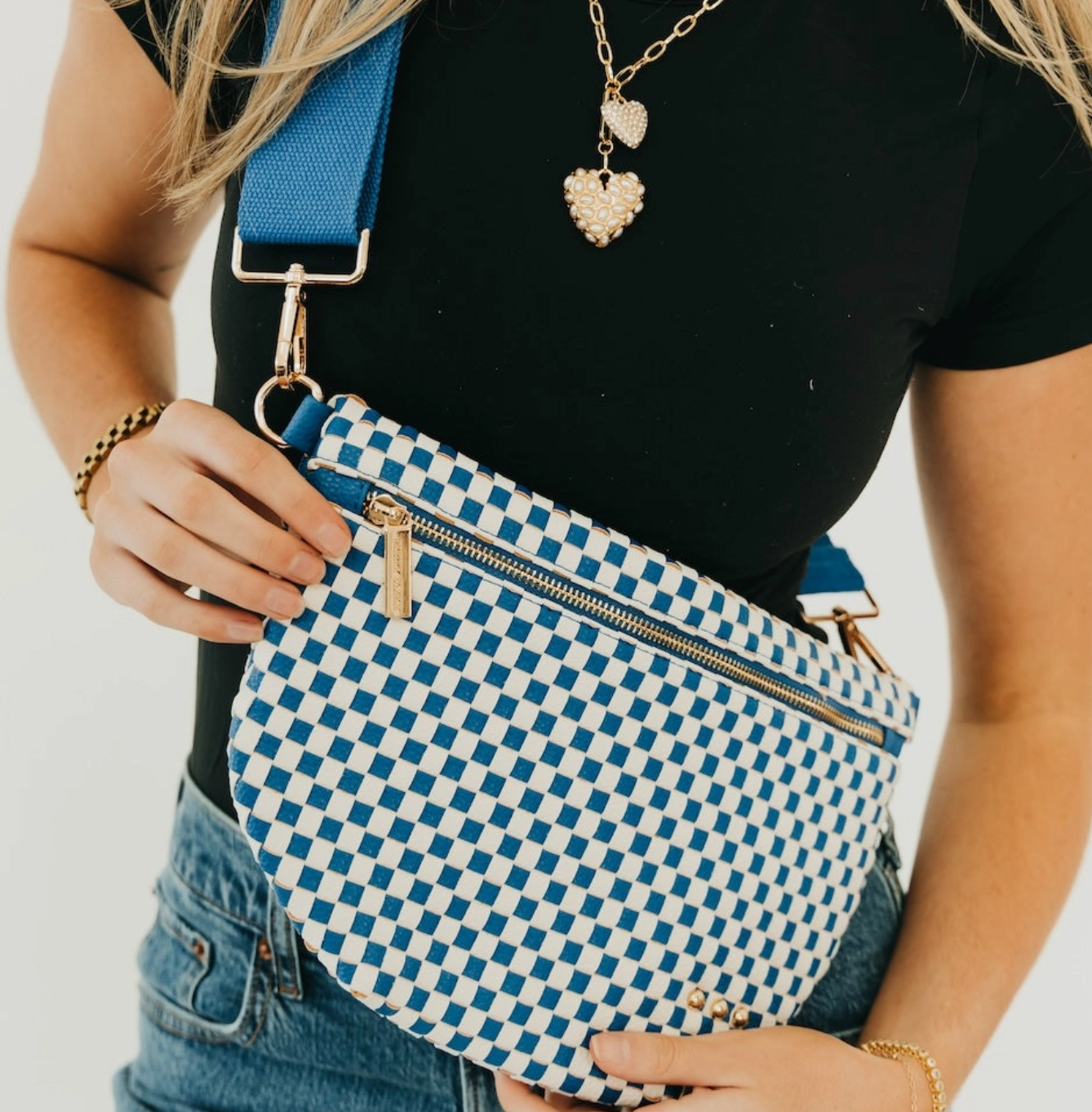 Woven Checker Bum Bag