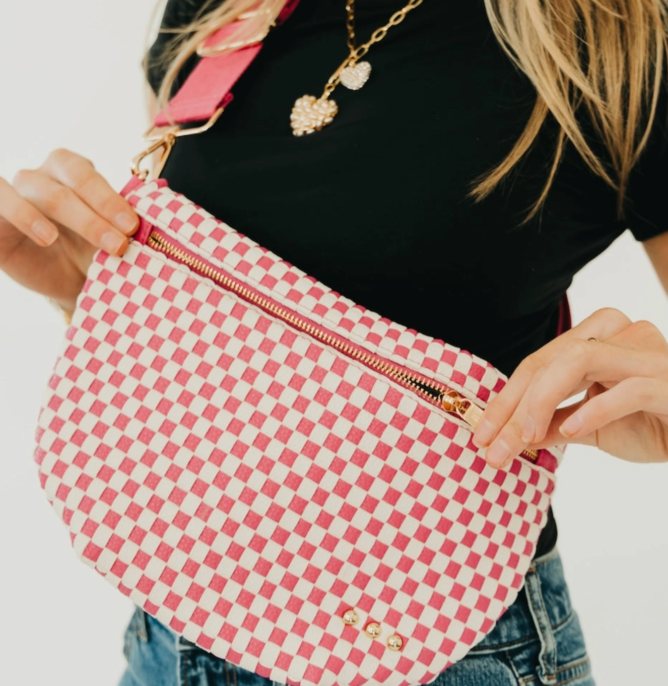 Woven Checker Bum Bag