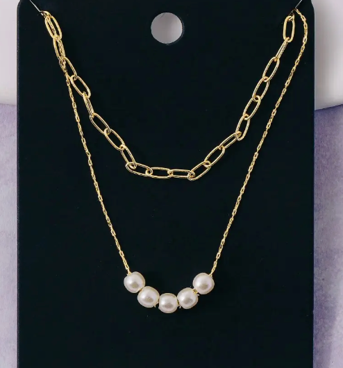 Double Take Pearl Layered Necklace