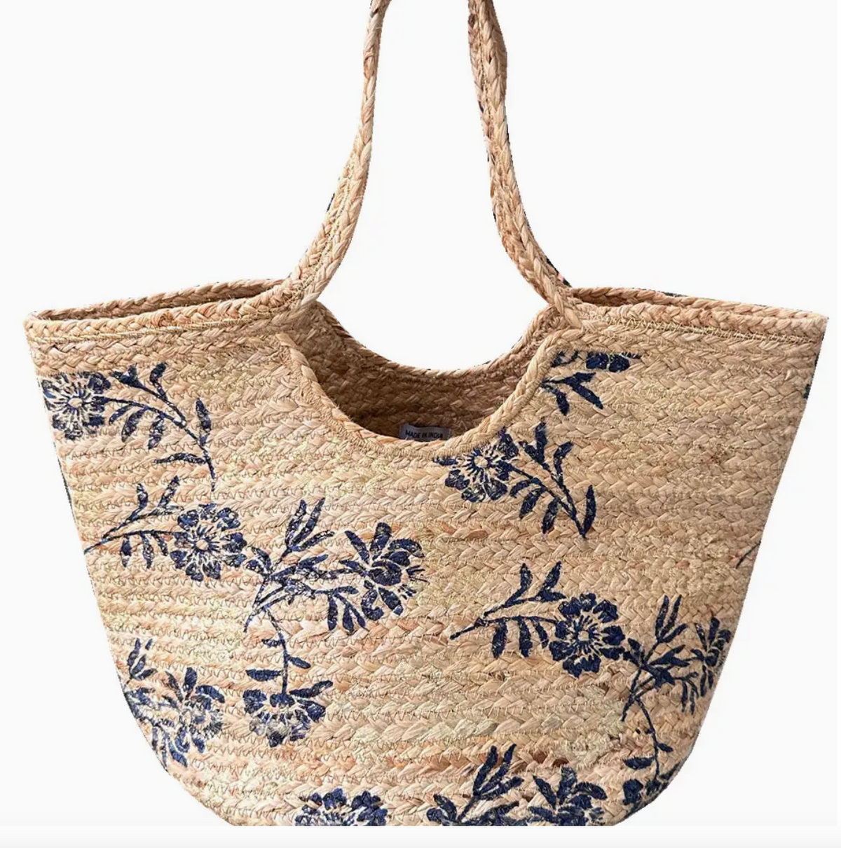 Blue Blossom Straw Tote