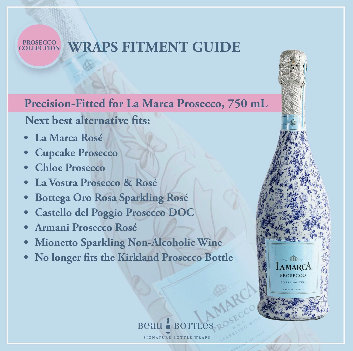 Beau Bottle Wrap (blue bows & blossoms)