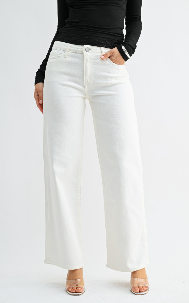 Mid RIse Wide Leg Jean (off white)