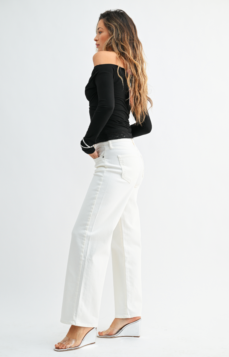 Mid RIse Wide Leg Jean (off white)