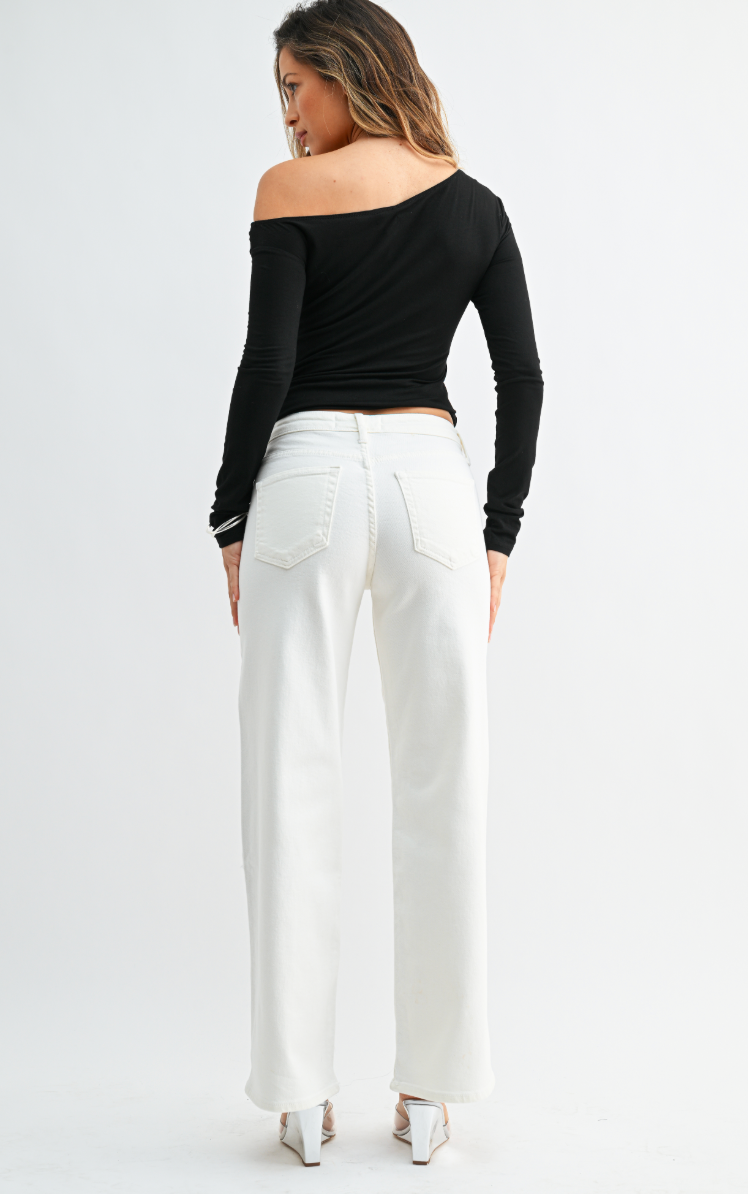 Mid RIse Wide Leg Jean (off white)