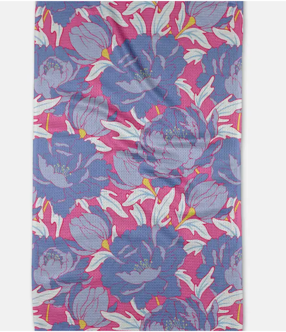 Blooming Peonies Tea Towel