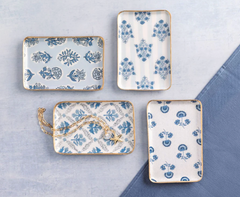 Blue Floral Tidbit Tray