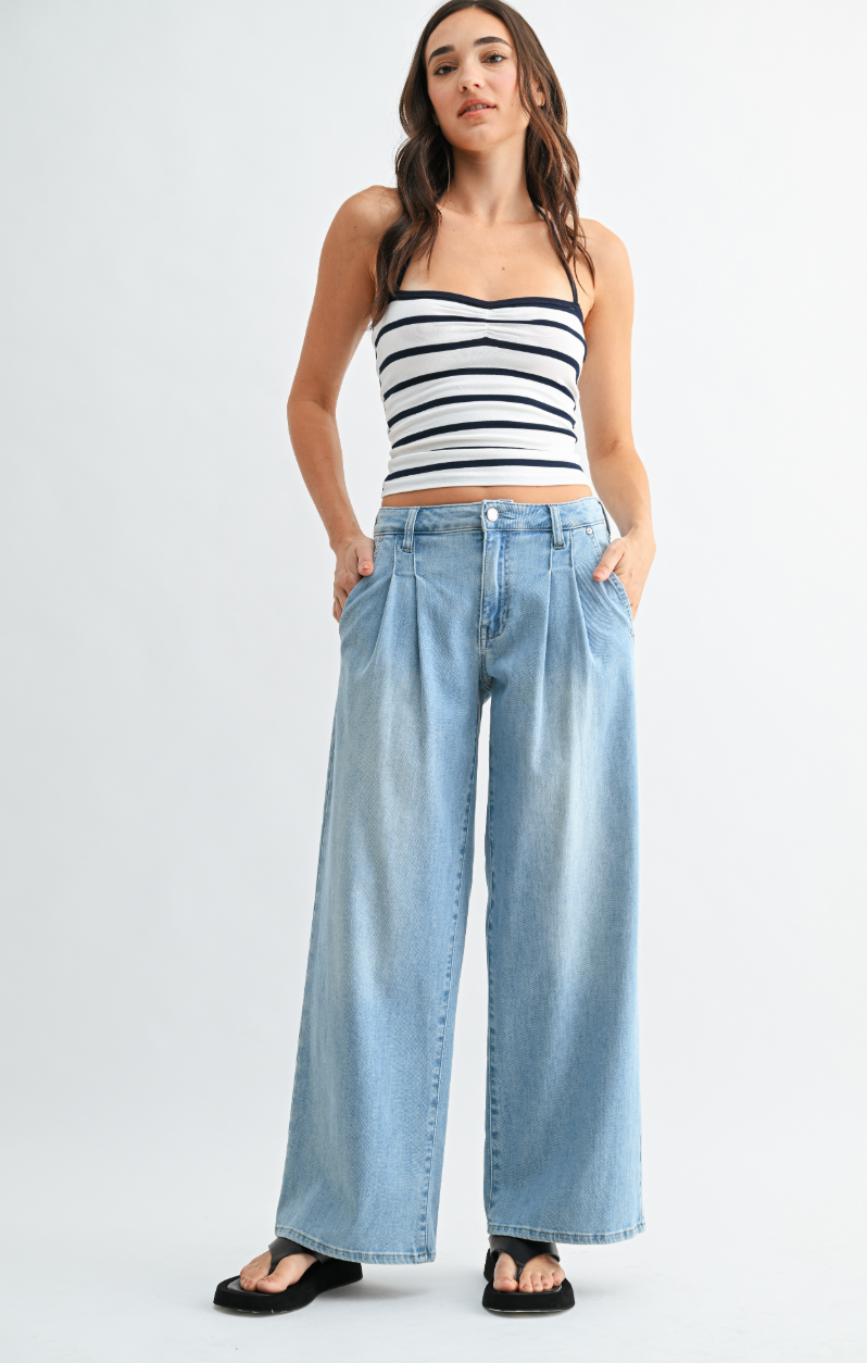 Lightweight Pleated Denim