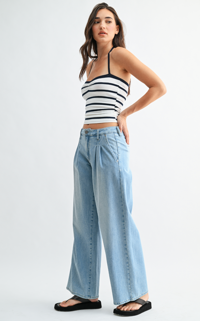 Lightweight Pleated Denim