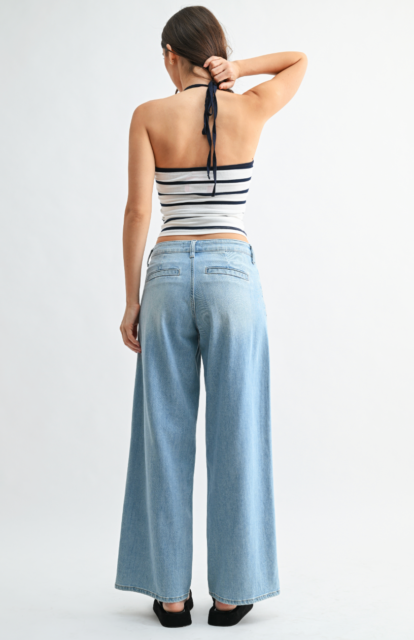 Lightweight Pleated Denim