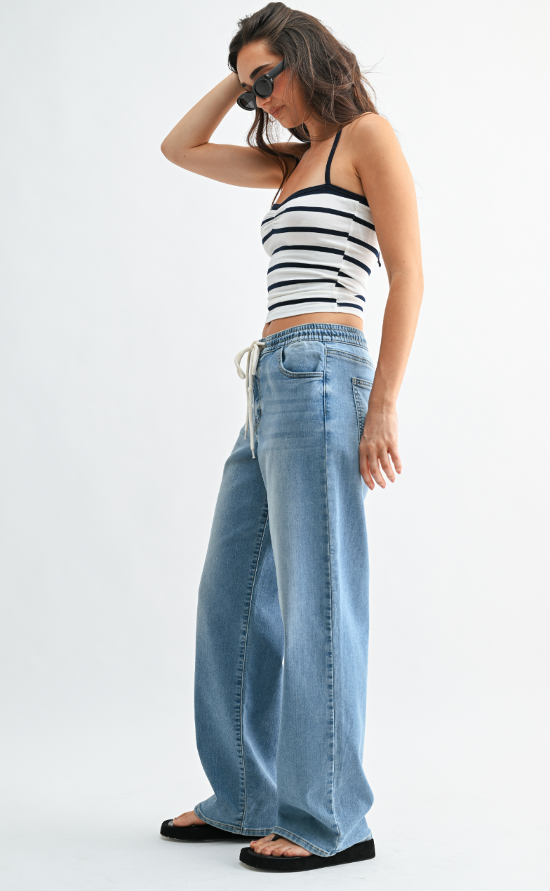 Pulled Together Drawstring Denim