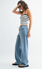 Pulled Together Drawstring Denim
