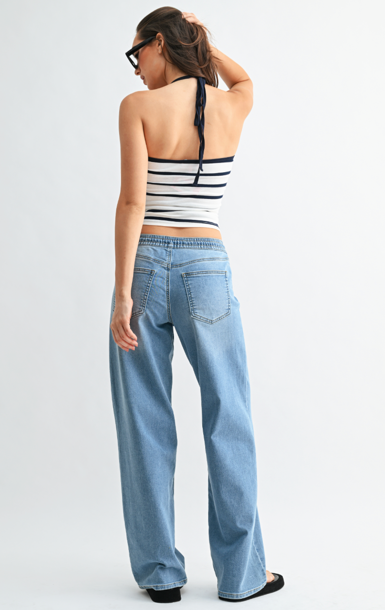 Pulled Together Drawstring Denim