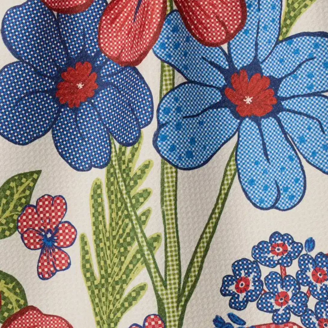 Plaid Floral Tea Towel