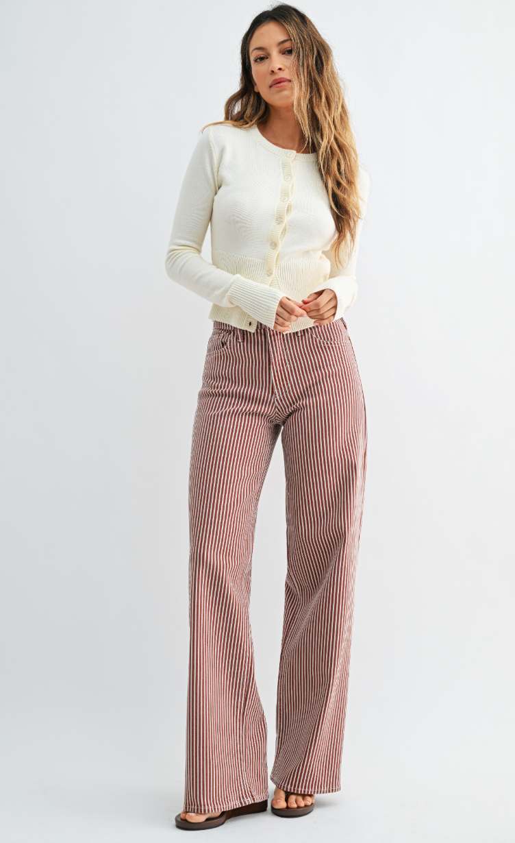 Relaxed Spiced Brown Stripe Jean