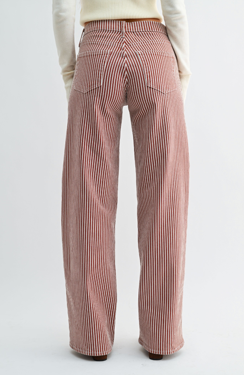 Relaxed Spiced Brown Stripe Jean