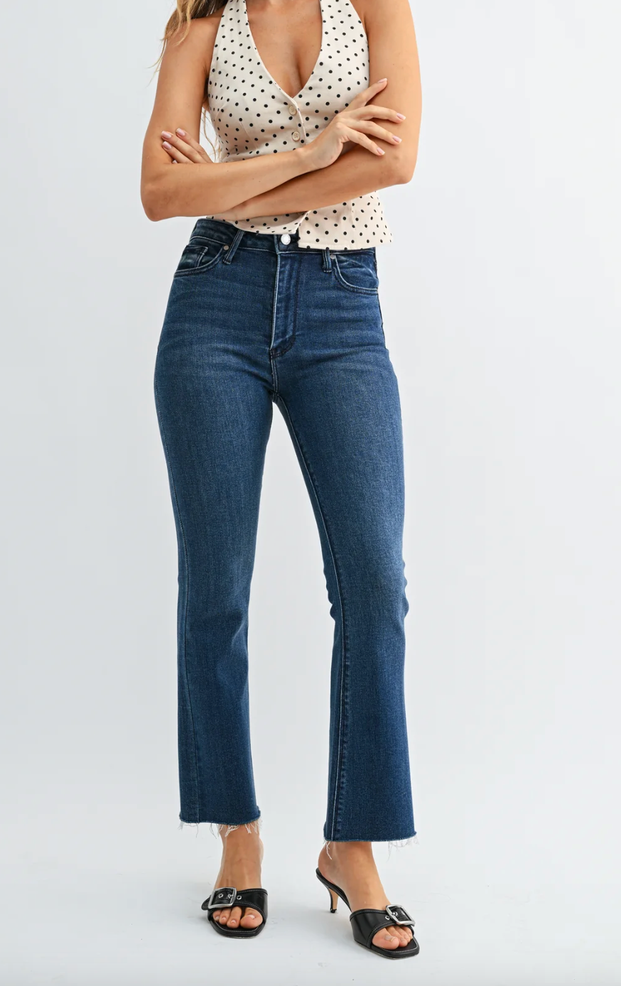 HR Crop Flare (dk denim)