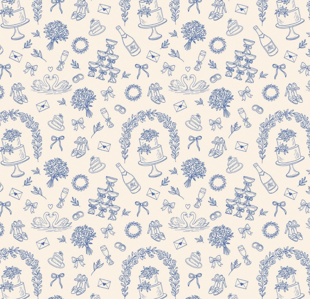 Beau Bottle Wrap (Blue Wedding Toile)
