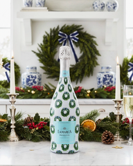Beau Bottle Wrap (boxwood wreaths)