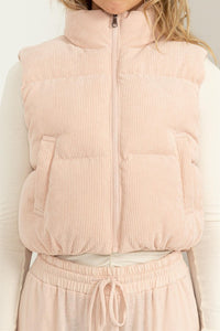 Fashion Cord Puffer Vest (dusty pink)