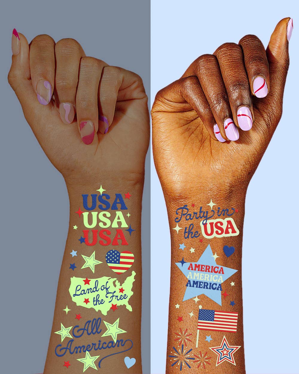 Party in the USA Glow Tattoos