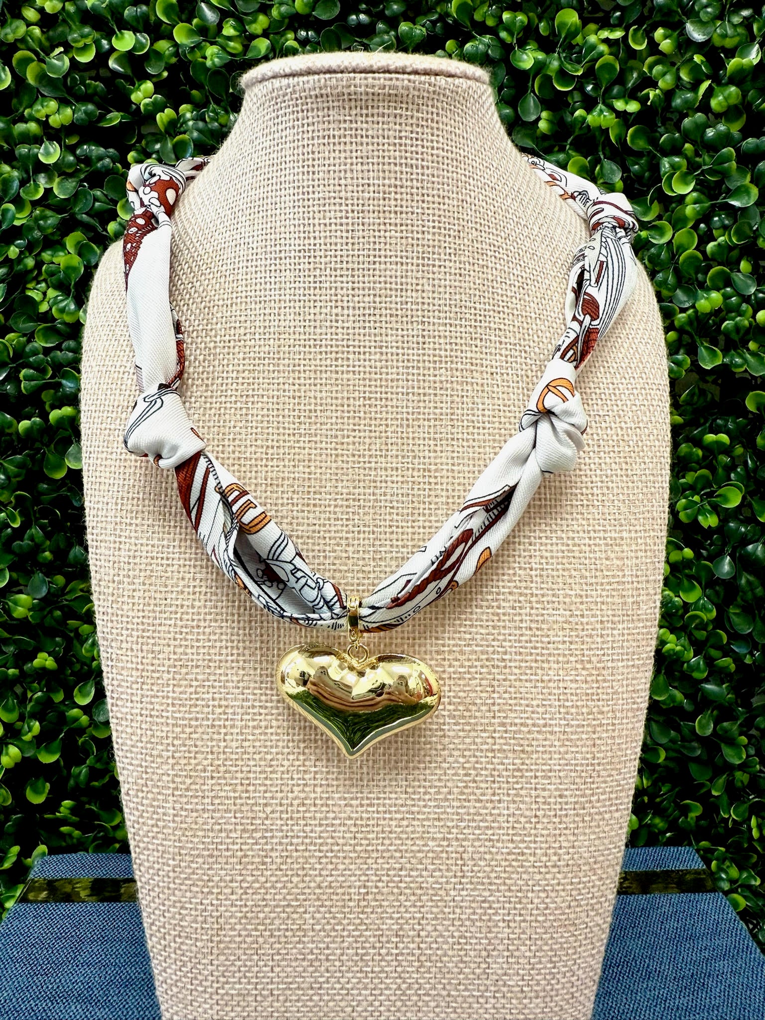 Bold Heart Scarf Necklace